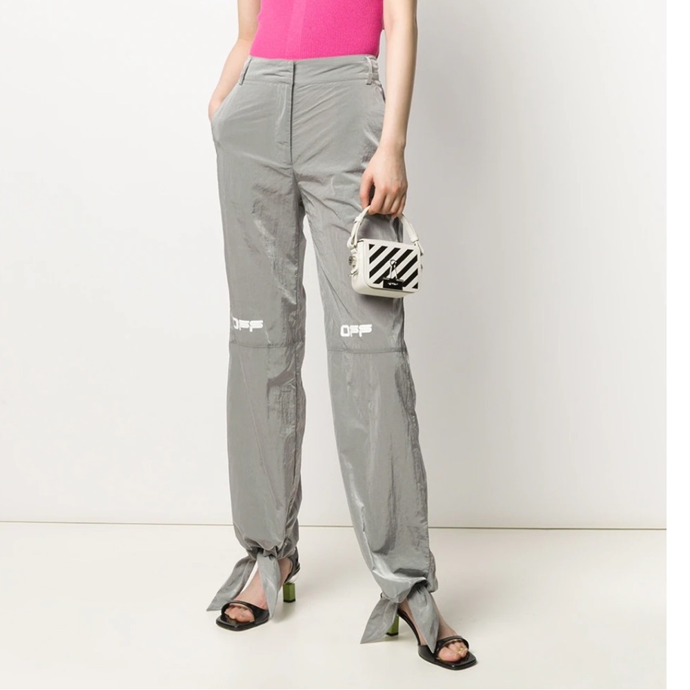 OFF WHITE printed logo tie cuffs trousers - Grey - Brand new with tags